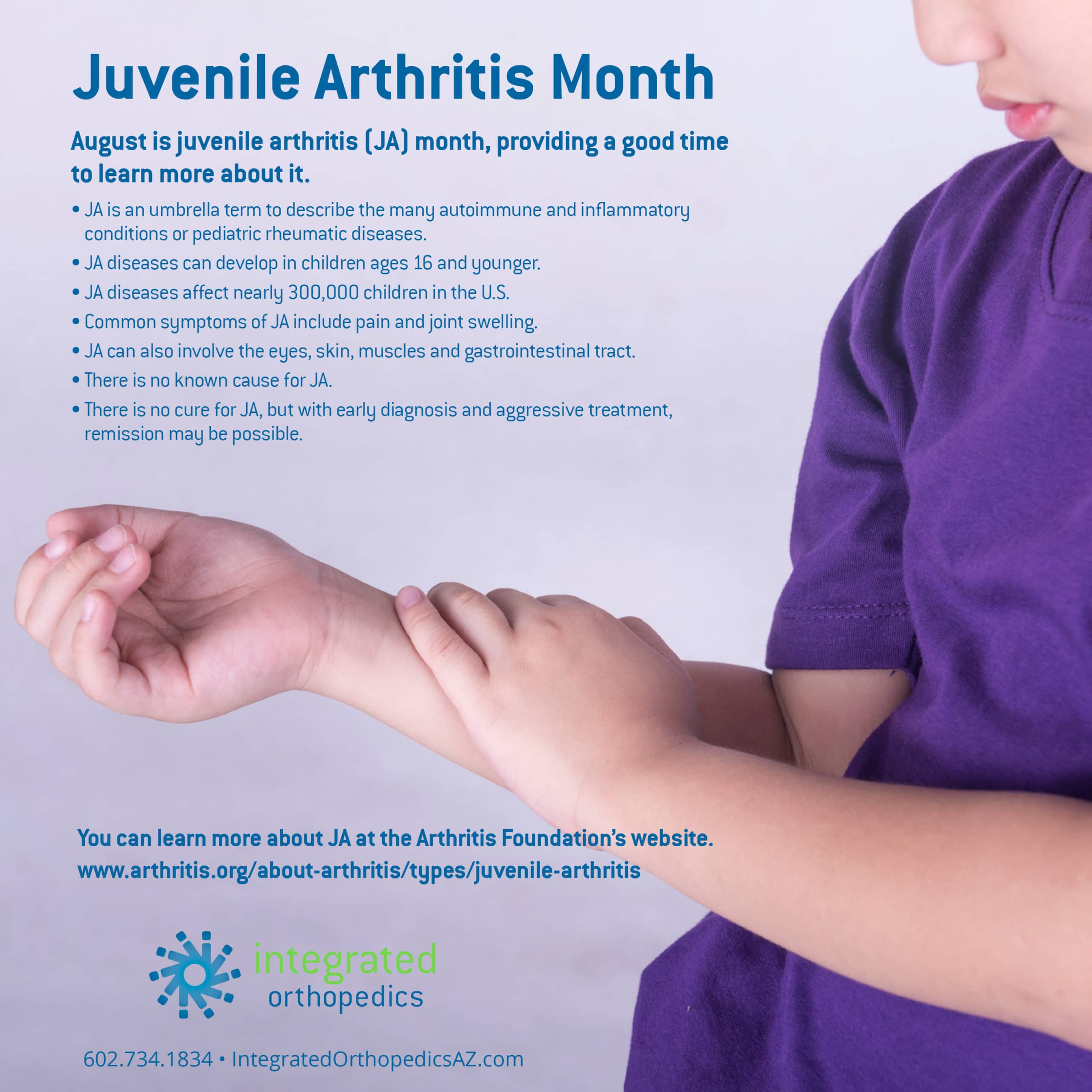 juvenile arthritis month, integrated orthopedics