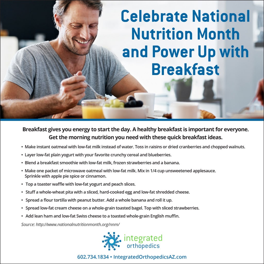 National nutrition month, sports medicine, healthy breakfast
