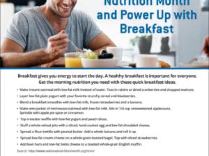 National nutrition month, sports medicine, healthy breakfast