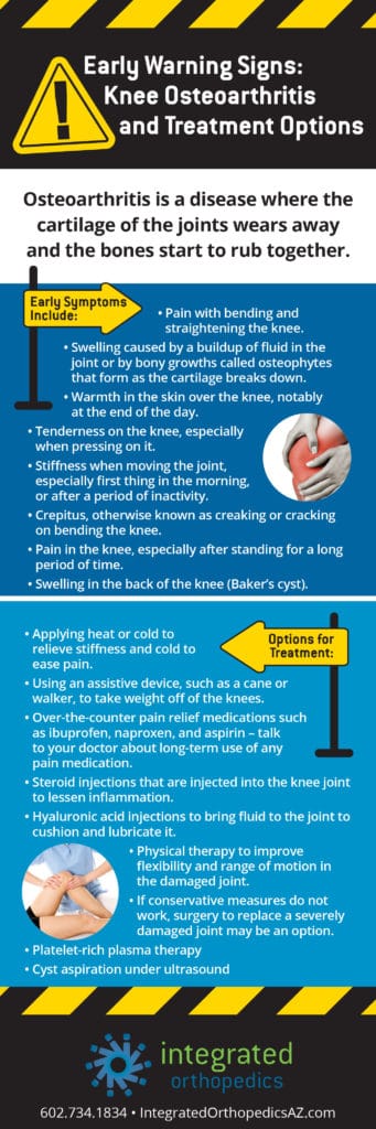 Learn about the early warning signs of osteoarthritis knee pain. 